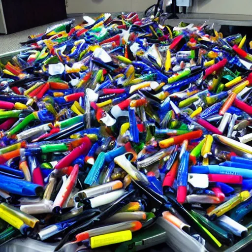 Image similar to a huge pile of plastic pens have fallen, realistic shaded