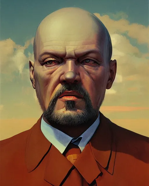 Image similar to painting of lenin cyborg by stolenhag and beeple