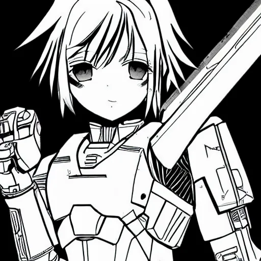 Prompt: Master chief on Watamote manga 2d fan art