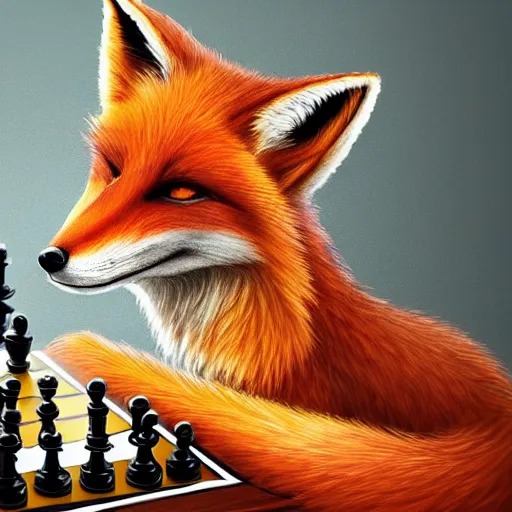 Image similar to An anthro fox playing chess, facing the viewer, trending on FurAffinity, energetic, dynamic, digital art, highly detailed, FurAffinity, anthro, furry, anthro, high quality, digital fantasy art, FurAffinity, favorite, character art