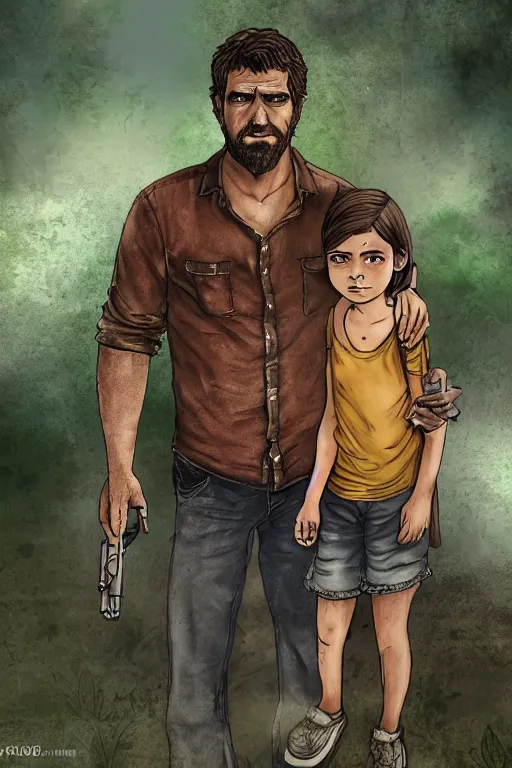 Image similar to colombo, sri lanka, in the style of last of us, man with a young girl, digital art