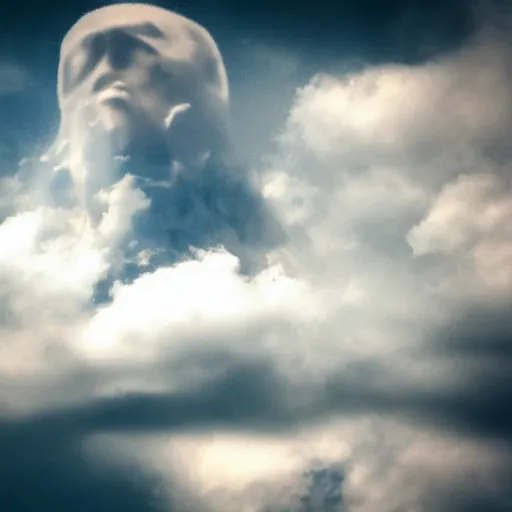 Image similar to a human look above and saw a face on the cloud