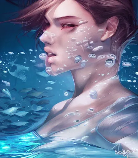 Image similar to Underwater by Artgerm and WLOP