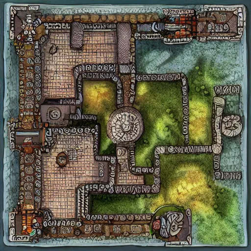 Image similar to map of a dungeon in waterdeep, isometric, detailed, game, dungeons and dragons