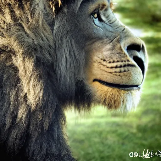 Image similar to a lion with the head of a gorilla