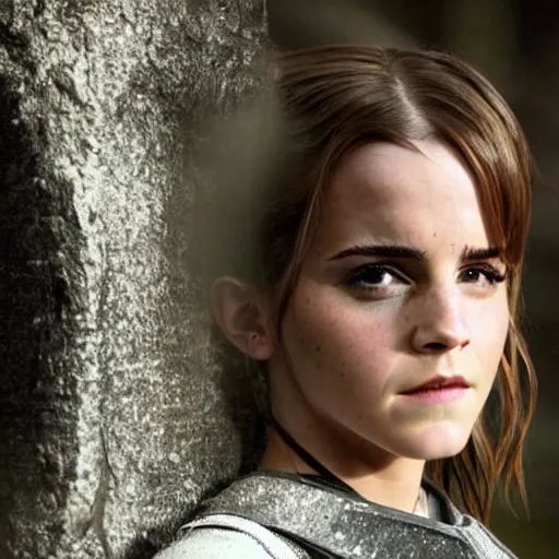 Image similar to emma watson in hunger games, full body shot, highly - detailed, sharp focus, award - winning