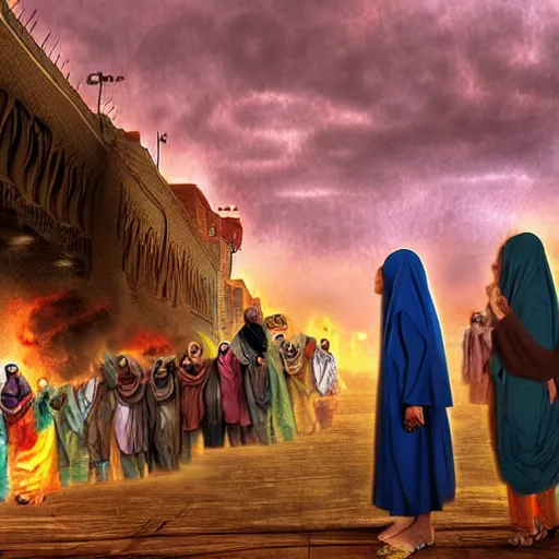 Image similar to muslims on judgment day digital art very detailed 4 k detailed super realistic