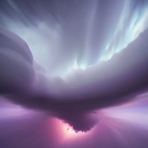 Image similar to purple clouds in the shape of a tornado by marc adamus, digital art, beautiful dramatic lighting