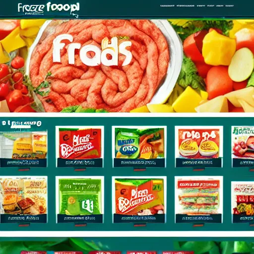 Prompt: frozen food shop website template with responsive design,and simple look