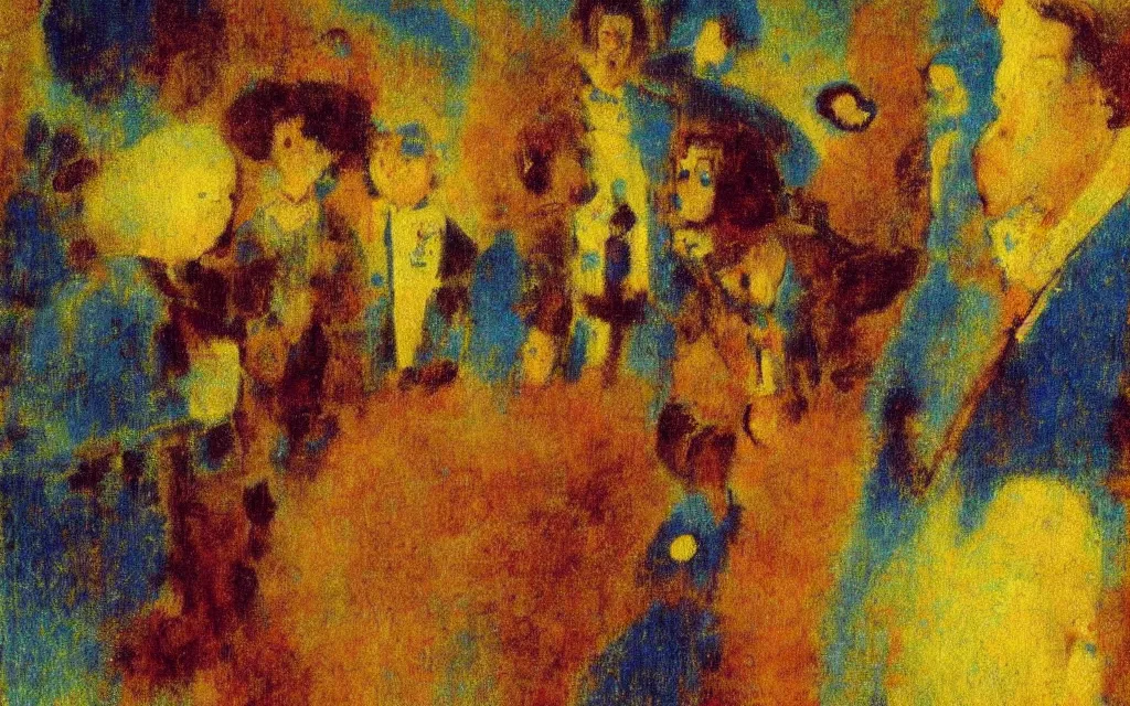 Image similar to surreal movie still from the triplets of belleville, award winning oil painting by odilon redon, chromatic iridescence