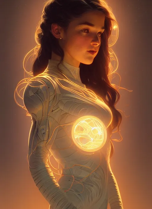 Image similar to full body portrait of girl, chemisty, sci - fi, glowing lights!! intricate, elegant, highly detailed, highly detailed face, digital painting, artstation, concept art, smooth, sharp focus, illustration, art by artgerm and greg rutkowski and alphonse mucha, 8 k