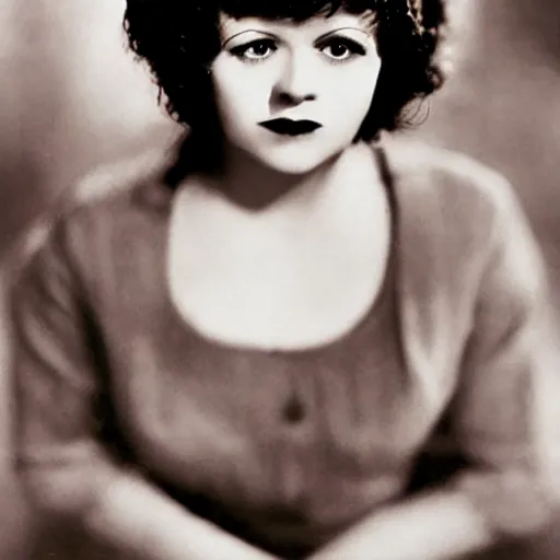 Image similar to surrealism era portrait of clara bow