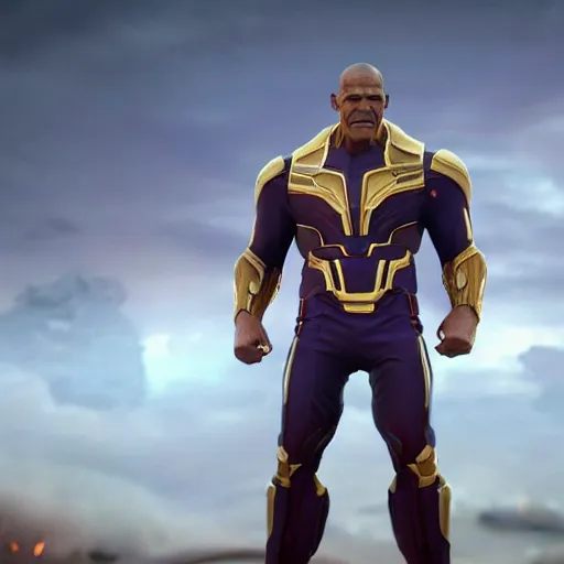 Prompt: Barack Obama cast as Thanos, still from marvel movie, hyperrealistic, 8k, Octane Render,