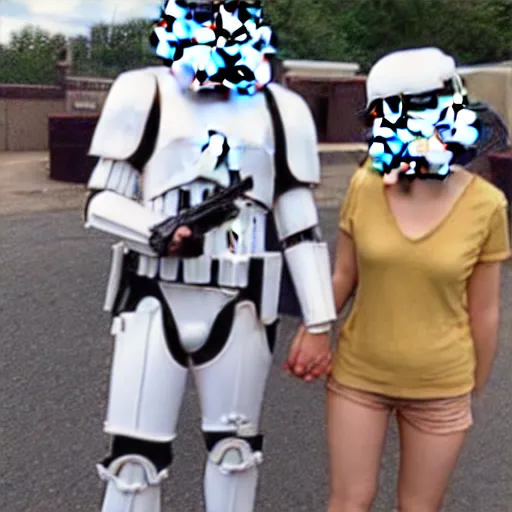 Image similar to stormtrooper holding hands with an Anime girl