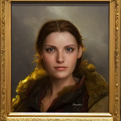 Image similar to portrait of a belgian woman ( 3 5 ) from belgium in 2 0 2 1, an oil painting by ross tran and thomas kincade