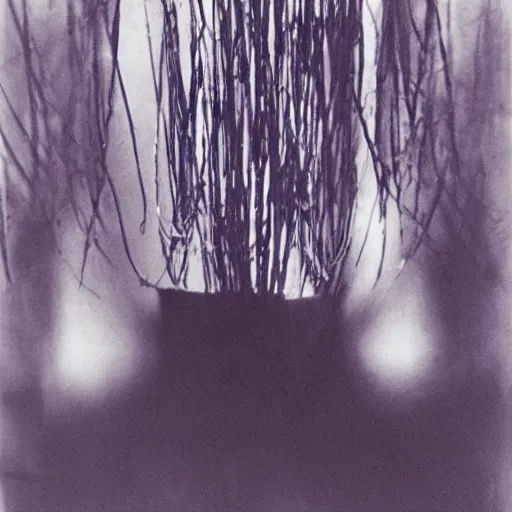 Image similar to blue - violet by kati horna emotive. a beautiful mixed mediart. it has no visible auditory organs, just eyes, human eyes, hundreds of them, in the ends of stalks that radiate from its body like some exotic fruit.