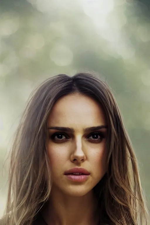 Prompt: a photo of a girl half Nathalie Portman half Jessica Alba, portrait, 3/4 view, amber eyes, a shy face, Refined, Detailed professional photo, 50mm lens, Canon eos, soft an diffuse lights, autumn light, blurry distant background, Highly Detailed, Cinematic Lighting, Unreal Engine, 8k, HD