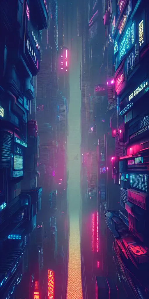 Image similar to epic cyberpunk cityscape : : blade runner, james guilleard, beeple, laurie greasley, dan mcpharlin : : ornate, dynamic, particulate, rich colors, intricate, elegant, highly detailed, centered, artstation, smooth, sharp focus, octane render, 3 d