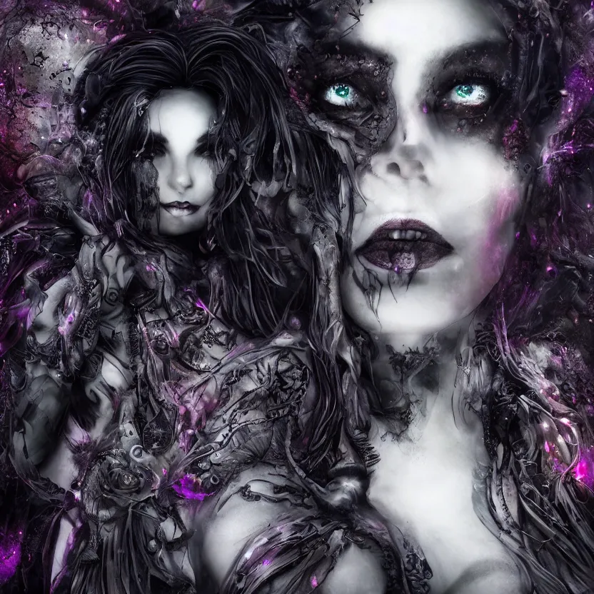 Image similar to stunning otherworldly Gothic goddess of beauty wearing psychedelic Wicca, dark and mysterious, atmospheric, ominous, eerie, cinematic, Epic, 8k, 4k, ultra detail, ultra realistic, rendered by awesomeness