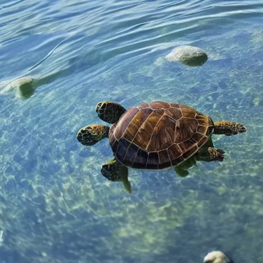 Prompt: turtle with a gun, rippling with power, incredibly dangerous, kind