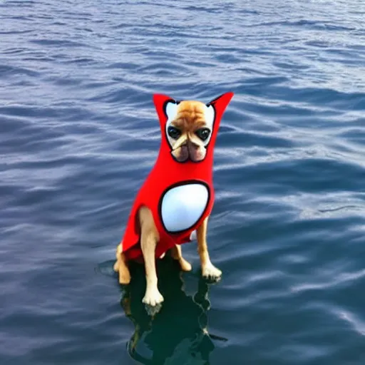 Image similar to Dog cosplaying badly as a shark