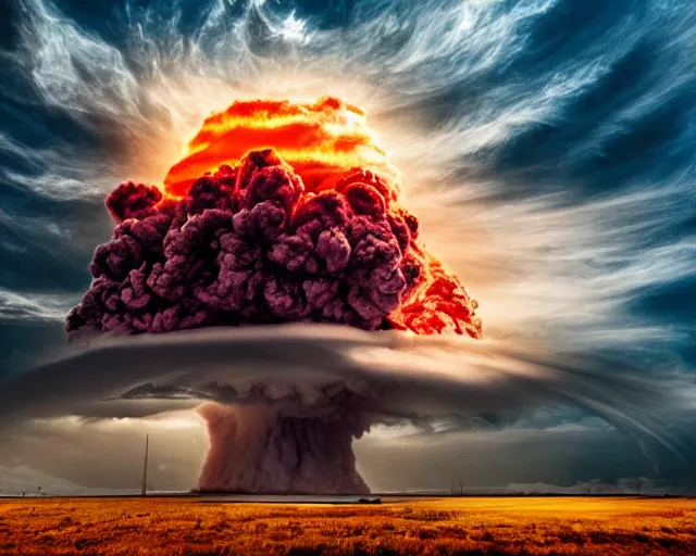 Prompt: an award winning photograph of a nuclear explosion of art