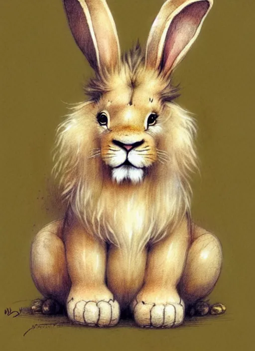 Prompt: cute bunny lion, muted colors, by jean - baptiste monge