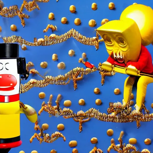 Image similar to a real life mr peanut being crushed to death by a huge nutcracker. he is in excruciating pain. high definition. extremely gory. graphic horror. ultra realistic. vhs quality.