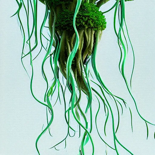 Prompt: jellyfish growing form tree branch,C4d,8k cleaning