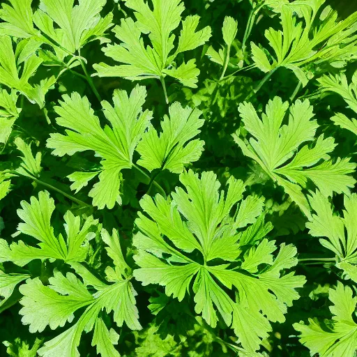 Prompt: a repeated pattern of green parsley leaves high detail