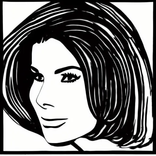 Image similar to 1960s minimalist illustration of Sandra Bullock