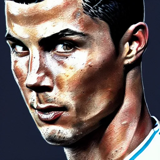 Image similar to a well designed portrait of Cristiano Ronaldo , detailed, realistic, sketch style, Artstation,Greg Rutkowski, 8K resolution.