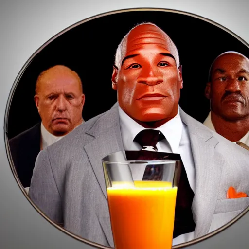 Prompt: photograph ( shrunk down real life o j simpson ) [ inside a glass of orange juice ]