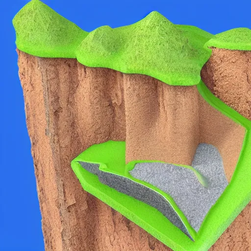 Image similar to cross section of a mountain, detailed.