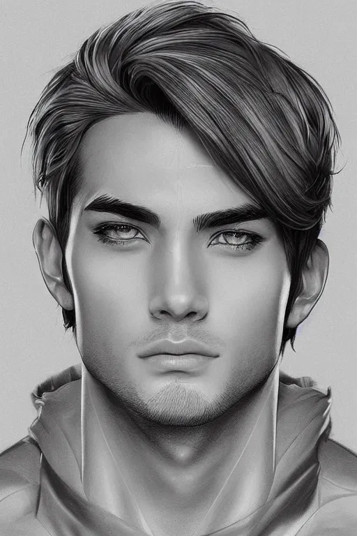 Image similar to a highly detailed portrait of a handsome man in the style of artgerm.