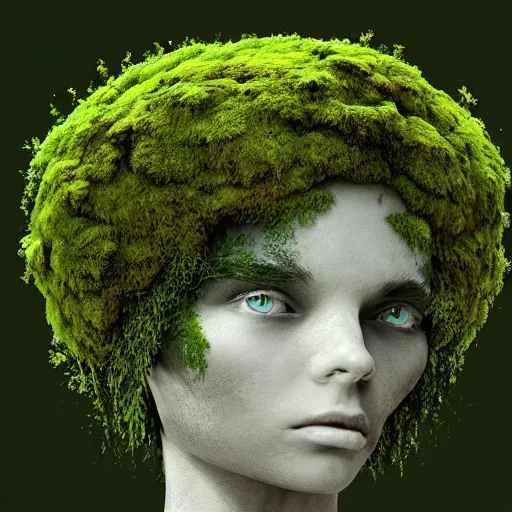 Prompt: a human figure made of moss and flowers, beautiful high quality realistic fantasy art, trending on artstation