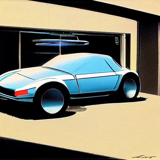 Image similar to concept art of a teeny tiny car, painted by syd mead, high quality