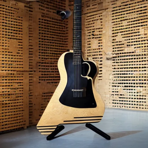 dezeen showroom, ignant, designboom, guitar made by Stable Diffusion