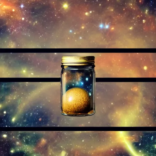 Prompt: a universe in a jar