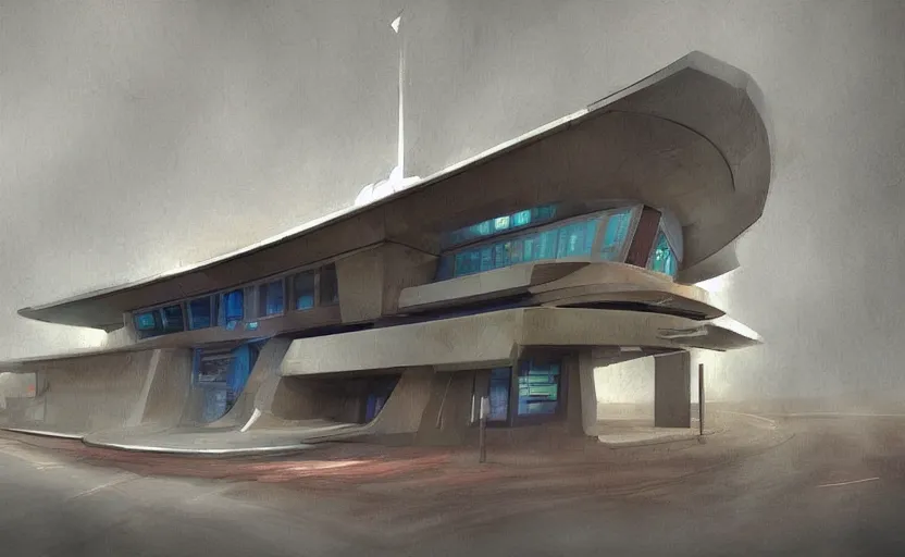 Prompt: Futuristic police station. By Frank Lloyd Wright, concept art, digital painting, highly detailded