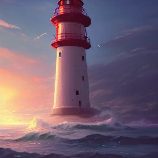 Prompt: a beautiful painting of a singular lighthouse, by ross tran, beeple, richie mason and makoto shinkai, trending on artstation, 3 d art