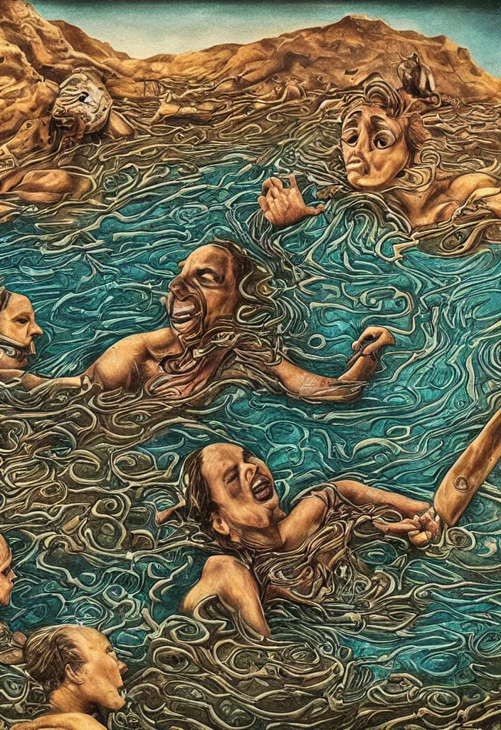 Image similar to highly detailed surrealist art about drowning slowly