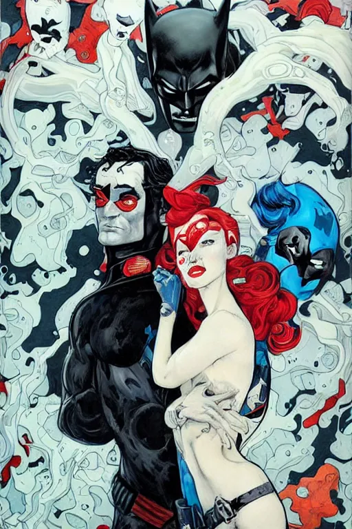 a painting by James Jean about Batman and Harley | Stable Diffusion |  OpenArt