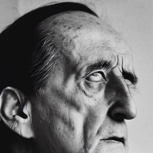 Image similar to a close - up pensive portrait of marcel duchamp in the style of hito steyerl and shinya tsukamoto and irving penn