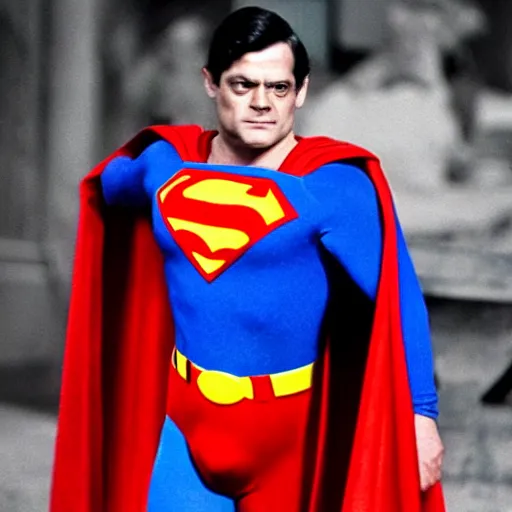 Image similar to David Jason as Superman, photo, movie still, realistic