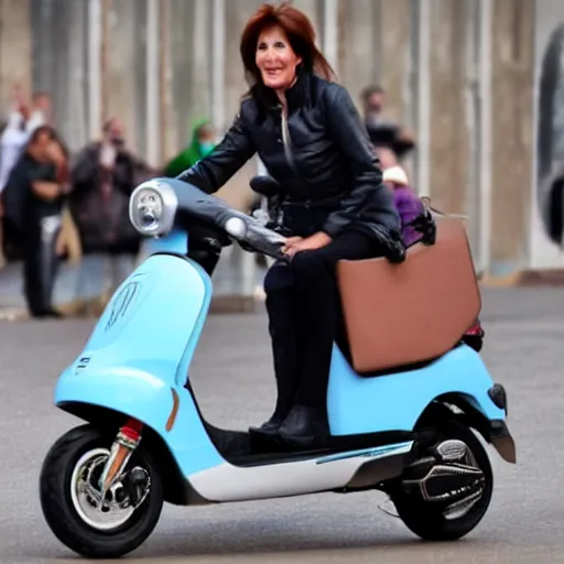 Image similar to Cristina Kirchner riding a scooter, photo quality