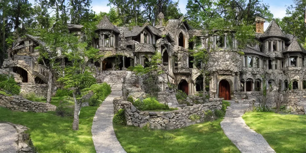 Prompt: large residence in the style of rivendell