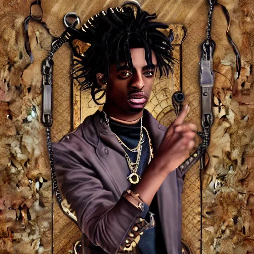 Image similar to playboi carti in steampunk style digital art 4 k the detailed super realistic