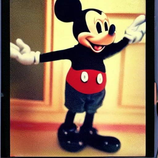 Prompt: color polaroid of micky mouse clubbing full body by Tarkovsky