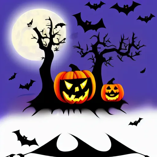 Prompt: spooky but kid friendly halloween scene